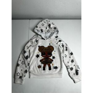 L.O.L. Surprise  Girls Fuzzy Soft White LOL Surprise Hooded Sweater Size 5